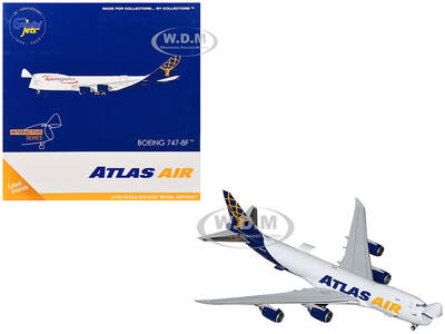 Boeing 747-8F Commercial Aircraft Atlas Air - Apex Logistics (N863GT) White with Blue Tail Interactive Series 1/400 Diecast M...
