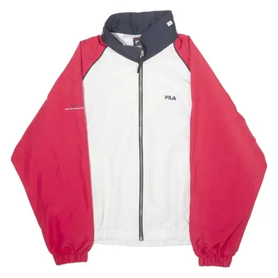 FILA Womens Windbreaker Jacket White Hooded Colourblock L