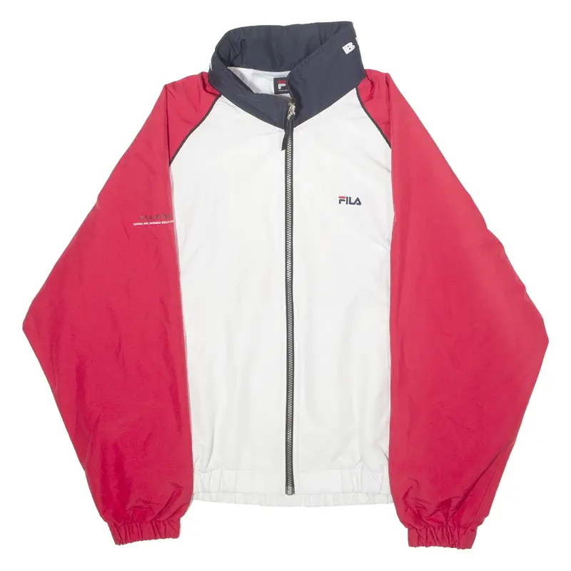 FILA Womens Windbreaker Jacket White Hooded Colourblock L