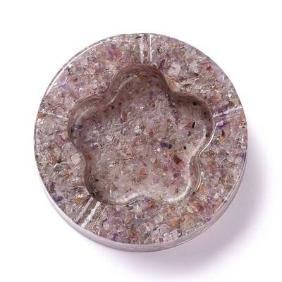 Resin with Natural Orange Quartz Chip Stones Ashtray