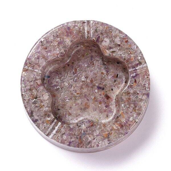 Resin with Natural Orange Quartz Chip Stones Ashtray