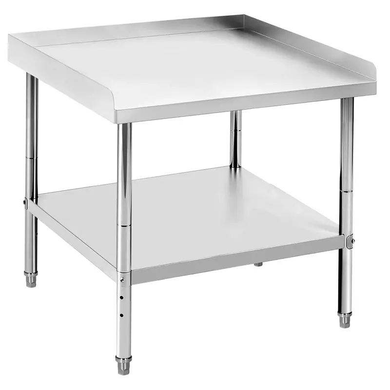 Garvee 30L x 30W x 30H Stainless Steel Grill Stand Table Adjustable Legs NSF Certified 400 Lbs Capacity Spill-Proof Baf...