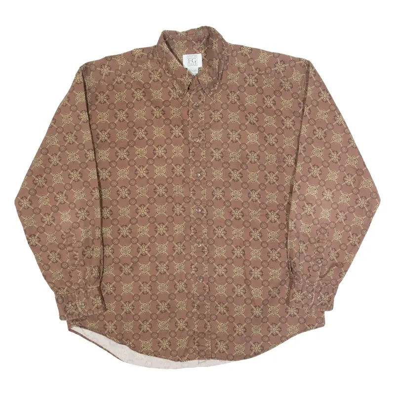 FIELD GEAR Mens Shirt Brown Check Long Sleeve XL