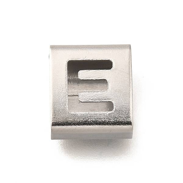 Letter Style 304 Stainless Steel Square Slide Charms