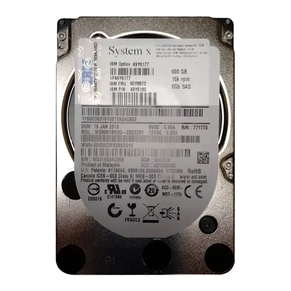 90Y8873 IBM 600GB 6Gb/s SAS 10000 2.5-inch 64MB Hard Drive