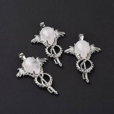 Natural Quartz Crystal Teardrop Pendants