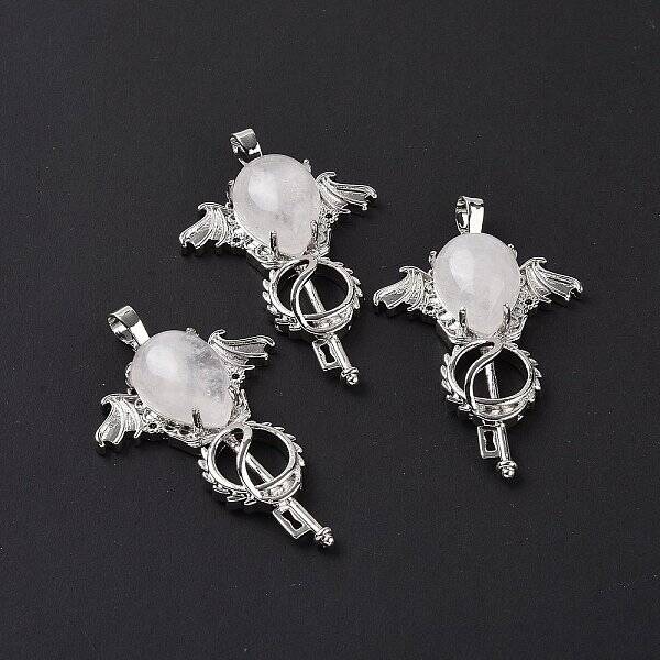 Natural Quartz Crystal Teardrop Pendants