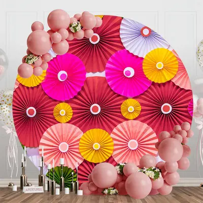 Aperturee Round Dense Colorful Paper Fan Backdrop For Birthday - Aperturee