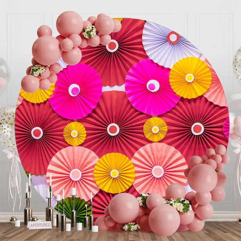 Aperturee Round Dense Colorful Paper Fan Backdrop For Birthday - Aperturee