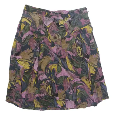 Womens A-Line Skirt Purple Knee Length Viscose 90s Crazy Pattern L