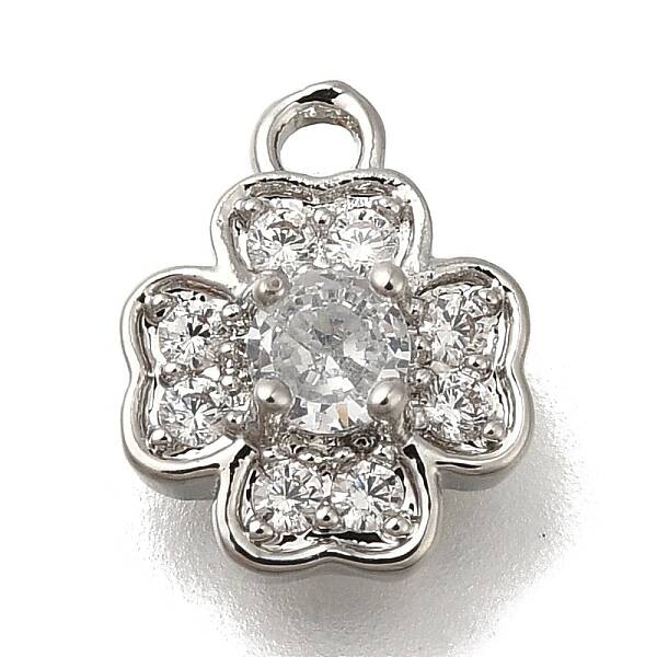 Rack Plating Brass Micro Pave Cubic Zirconia Charms