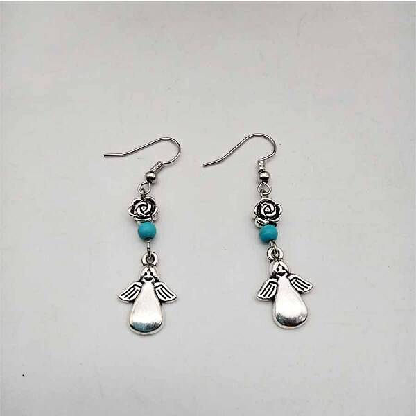 Bohemian Tassel Synthetic Turquoise & Alloy Dangle Earrings for Women