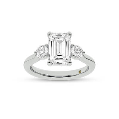 Aevum Classic Three Stone Emerald Cut Lab Grown Diamond Engagement Ring | 14K White Gold 3 CT. TW.
