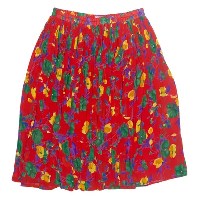 Womens Pleated Skirt Red Knee Length Floral M
