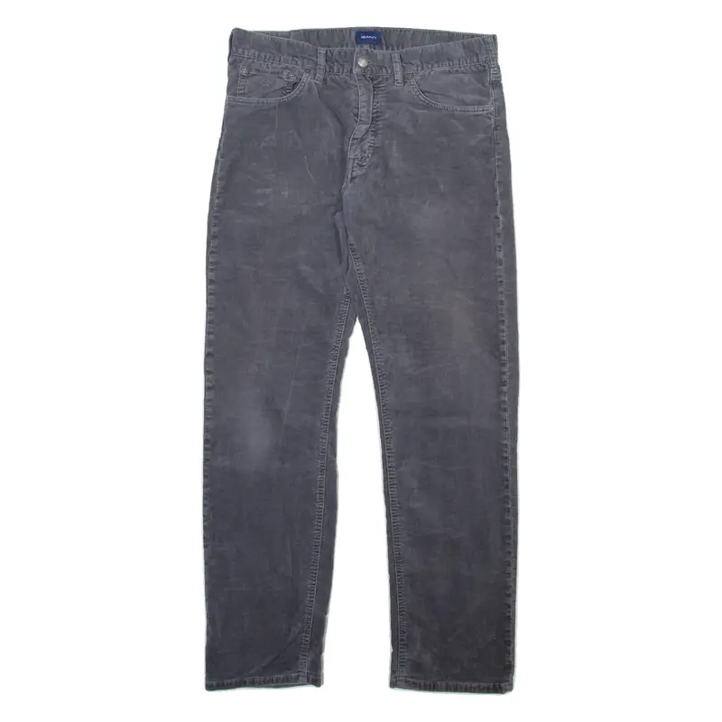 GANT Mens Corduroy Trousers Grey Regular Straight W32 L32
