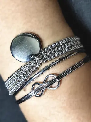 Minimalist Knot & Round Design Bracelets, Elegant All-match Beaded Bracelet & Open Bangles for Gift, Classic Fashion Jewelry ...