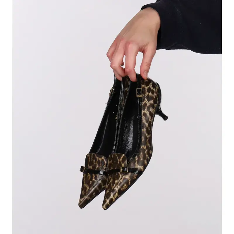 Café Noir Animal print Heels - UK 4 Brown Leather