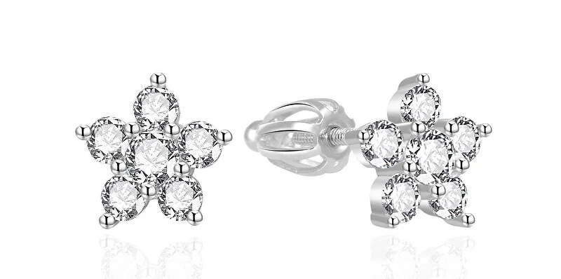 Agato Silver Earrings Flowers with Zirconia AGT-E097SW