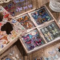 Vintage Butterfly Pattern Sticker, 100pcs/box Creative DIY Diary Label Sticker, Waterproof Decorative Sticker for Scrapbookin...