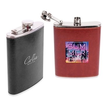 100 Customized The Inverness 8 oz Flask - Faux Leather & BPA Free