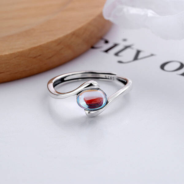 925 Sterling Silver & Natural Moonstone Adjustable Finger Rings