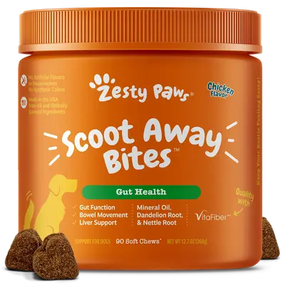 Zesty Paws Scoot Away Bites for Dogs, Gut Health and Excretory Support Supplement, Soft Chew Dog Treats dog  supplements pet ...