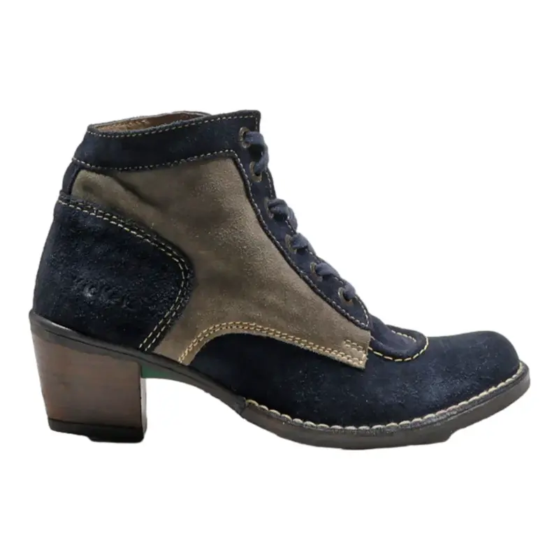 KICKERS Ankle Boots Blue Leather Womens UK 4