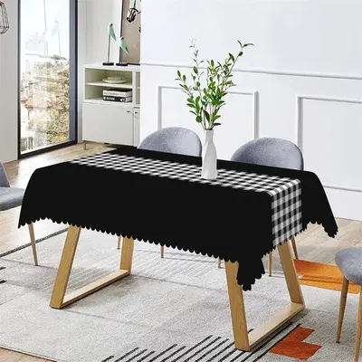 Home Modern Black White Gingham Rectangle Tablecloth - Aperturee