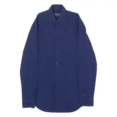 TOMMY HILFIGER Tailored Slim Fit Mens Plain Shirt Blue Long Sleeve M