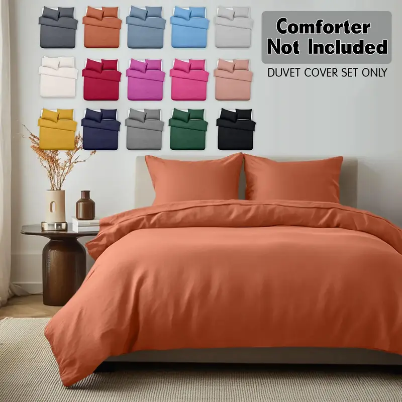 Imperial Homeware 3-Piece Luxury Dyed Duvet Cover Set – Ultra-Soft Brushed Microfiber Bedding, Includes 1 Duvet Cover and 2...