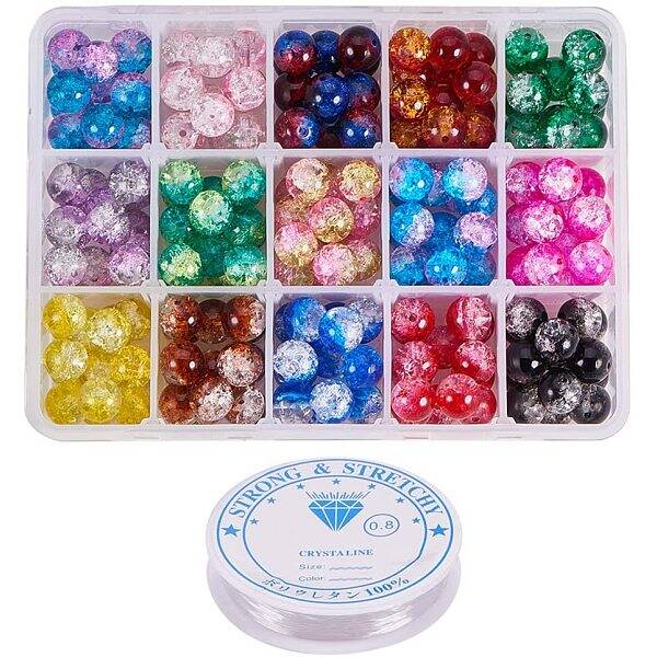 Spray Painted Crackle Glass Beads