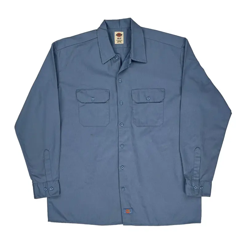 Dickies Tall Shirt - XL Blue Polyester Blend