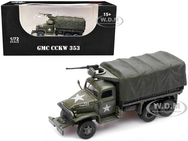 GMC CCKW 353 Truck With Mounted Gun Olive Drab 4148174-S US Army World War II 1/72 Diecast Model by Legion