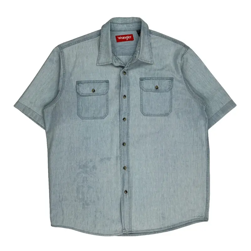 Wrangler Denim Shirt - Large Light Wash Cotton
