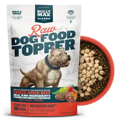 Bully Max Freeze-Dried Raw Dog Food Toppers Beef Flavor for Lean Muscle Growth with Real Beef and Beef Liver, High in Protein...