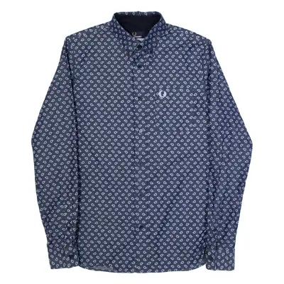 FRED PERRY Mens Shirt Blue Paisley Long Sleeve S