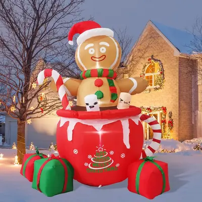 Christmas Gifts, Gardwin 6ft Gingerbread Christmas Inflatable Outdoor Decoration, Christmas Outdoor Decoration Blow up Ginger...