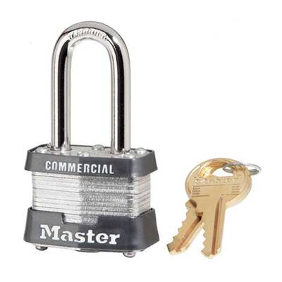 Master Lock Laminated Steel Padlock, Rekeyable, 5-Pin Tumbler, Keyed Different, Body Width: 1-3/4 (44Mm), Shackle Length: 1-...