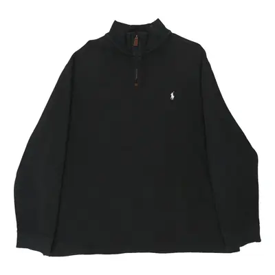 Ralph Lauren 1/4 Zip - 2XL Black Cotton