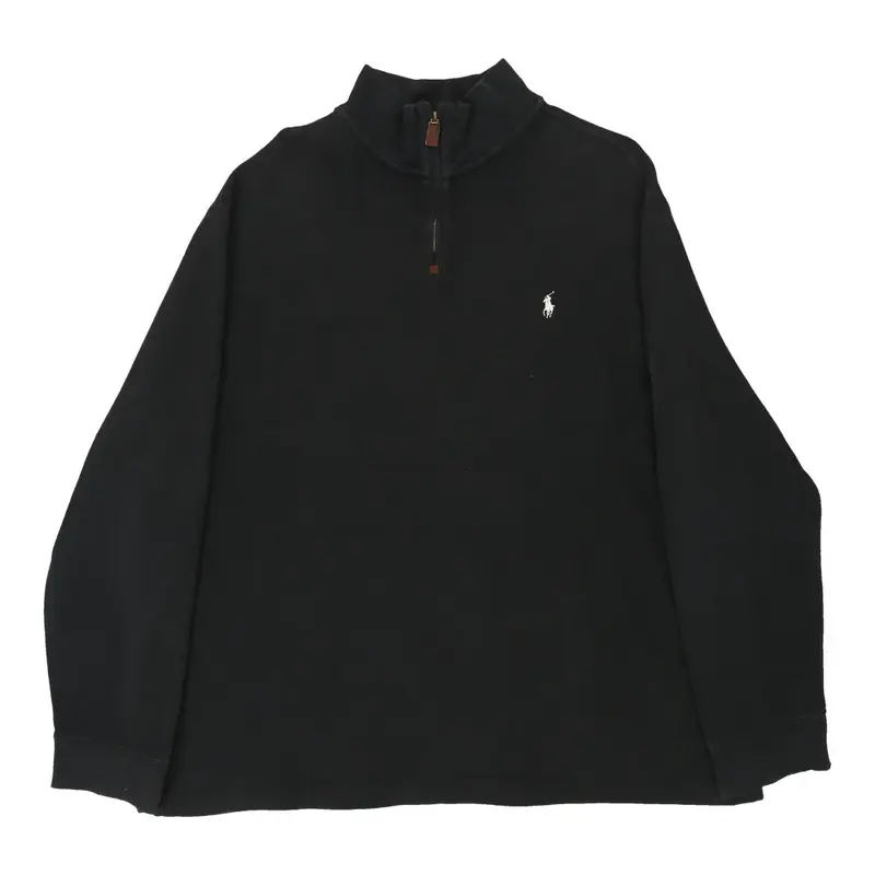 Ralph Lauren 1/4 Zip - 2XL Black Cotton