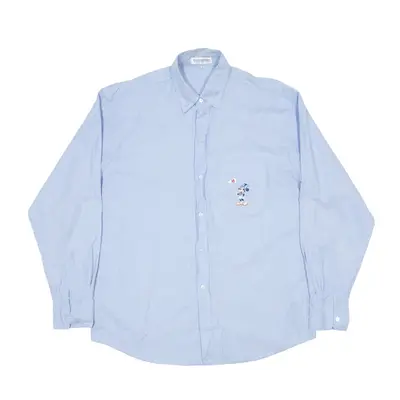 DISNEY Donaldson Plain Shirt Blue 90s Long Sleeve Mens L