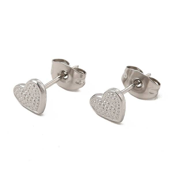 Non-Tarnish 304 Stainless Steel Heart Stud Earrings for Women