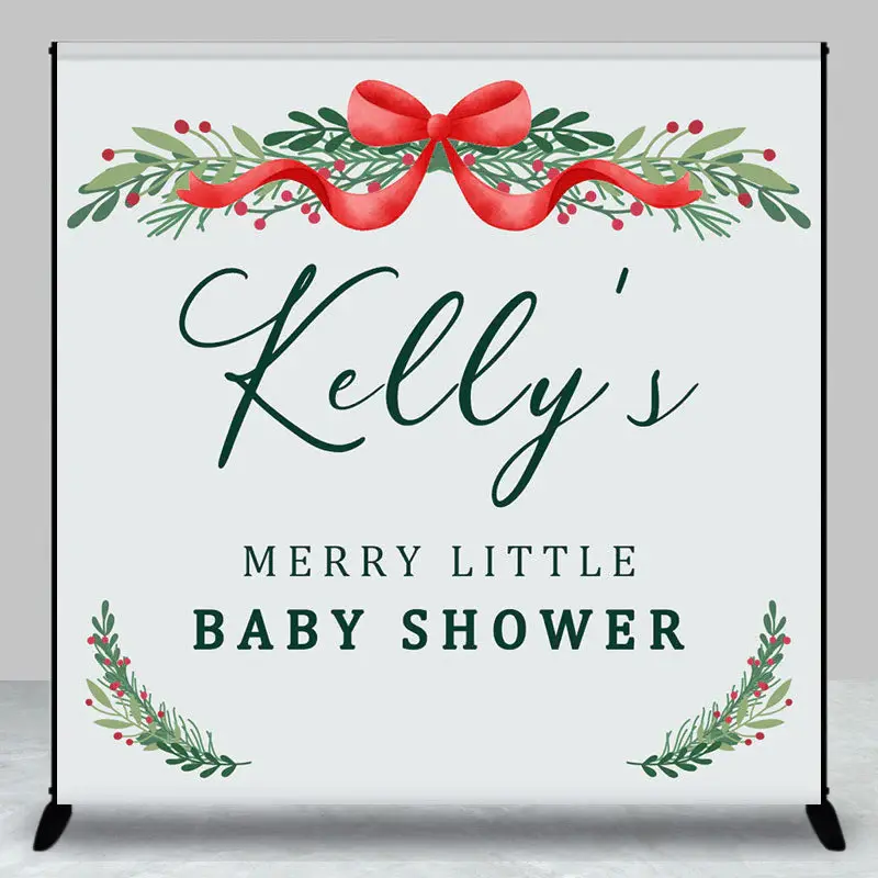 Blue Christmas Vibe Custom Name Baby Shower Backdrop - Aperturee