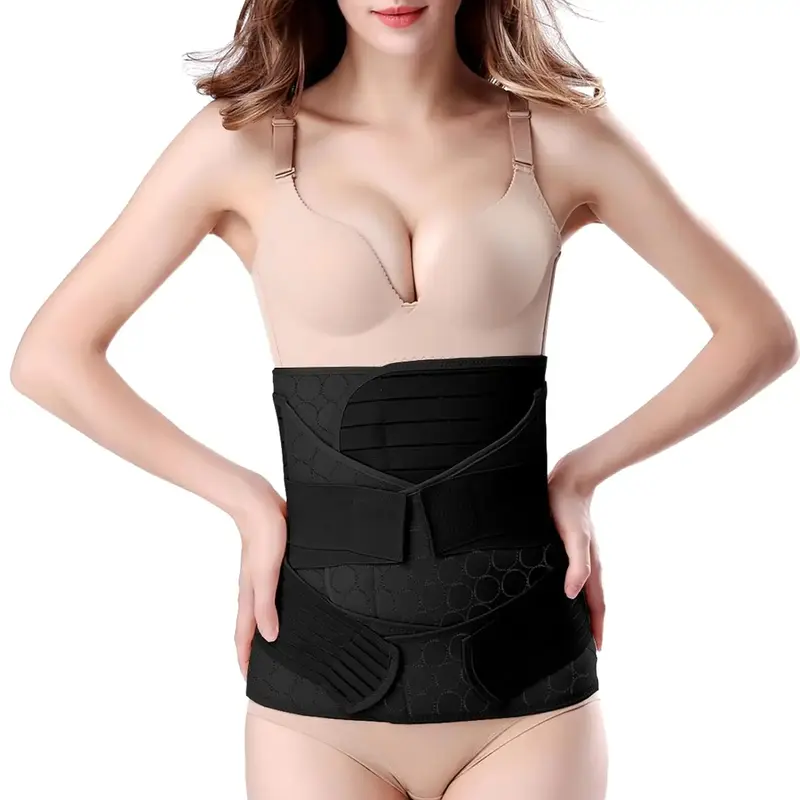 3 in 1 Postpartum Support Recovery Belly Wrap Waist/Pelvis Belt Body Shaper Postnatal Shapewear 3-in-1 Postpartum Postpartum ...