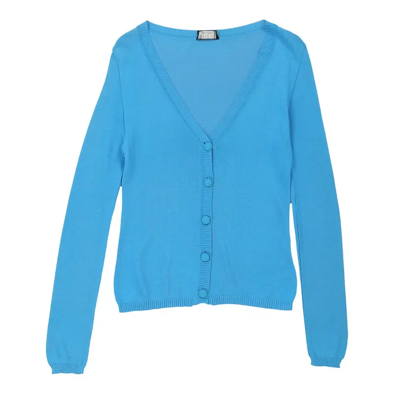 Versus By Versace Cardigan - Large Blue Cotton | Size: large