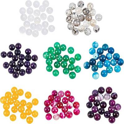 160Pcs 8 Style Natural Mixed Agate Beads