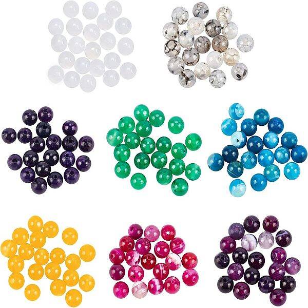 160Pcs 8 Style Natural Mixed Agate Beads