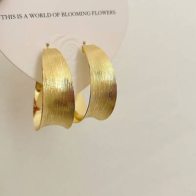 Retro Brass Huggie Hoop Earrings for Women