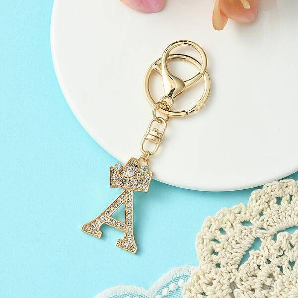 Golden Alloy Rhinestone Keychain