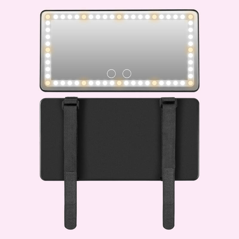 Portable Mini Makeup Mirror With 3 Lighting Modes LED Dimmable Touch Control & Self Adhesive Strap